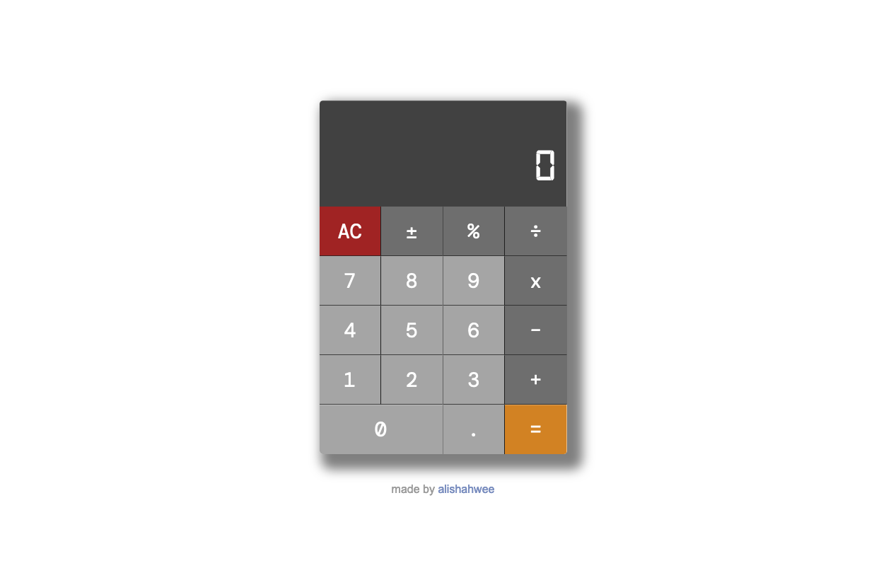 A screenshot of the web app: Calculator App.