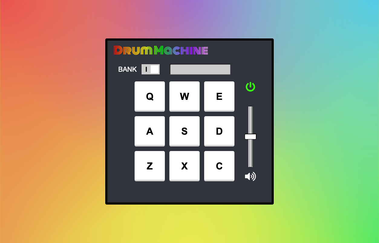 A screenshot of the web app: Drum Machine.