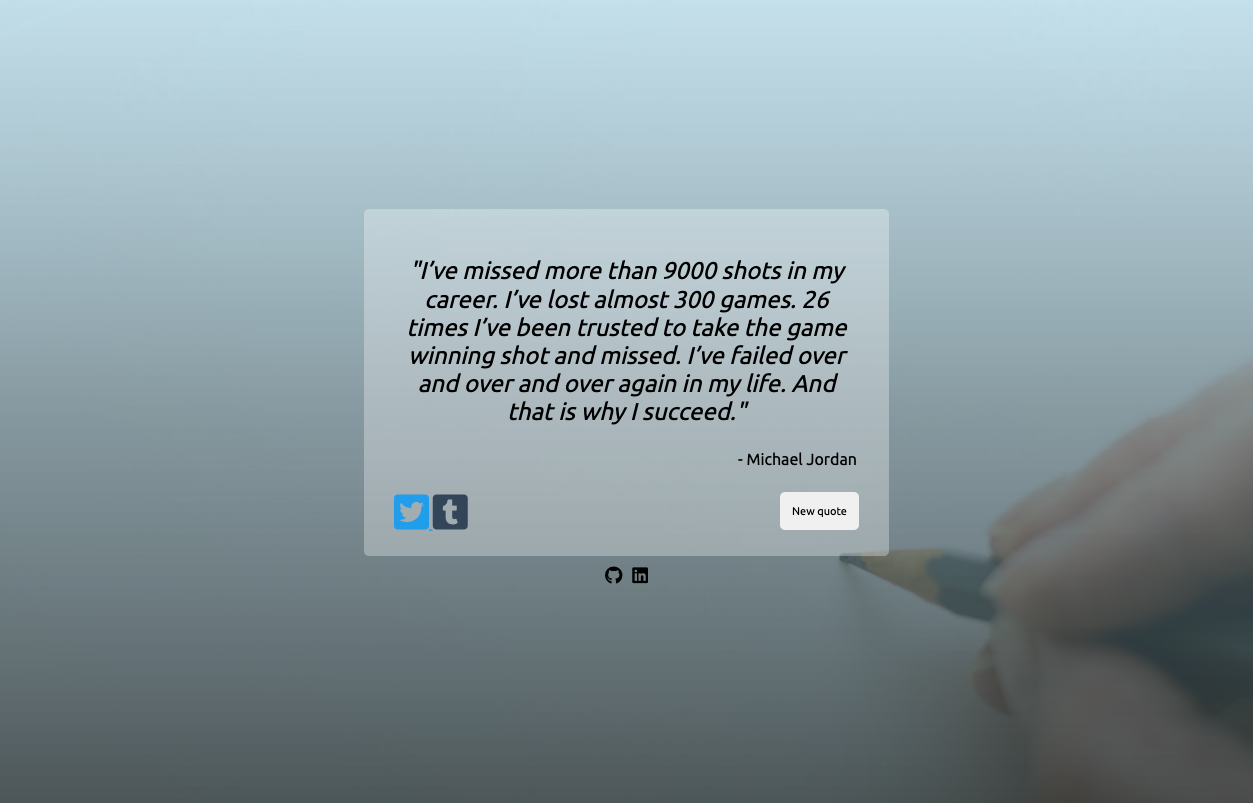 A screenshot of the web app: Random Quote Machine.